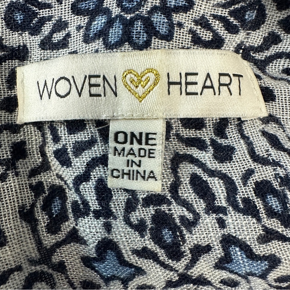 Woven Heart blue white boho kimono beach cover up flowy pool summer vacation - Picture 11 of 13